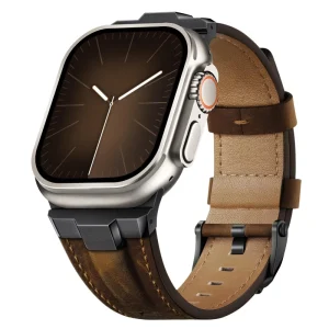 Leather Band for Men’s Apple Watch Series Ultra Rugged 49mm Breathable Accessory