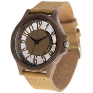 Leather Hollow Out Wood Watch Wooden Watches for Men and Women