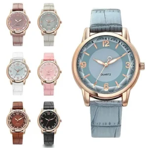 Leather Strap Ladies Watch Polygon Glass Quartz Creative Fashion Watch