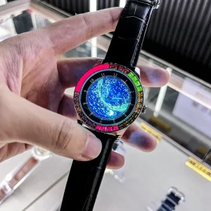 Leather Strap Waterproof Style Color Diamond Watch Unique Men’s Stainless Steel Quartz Watches