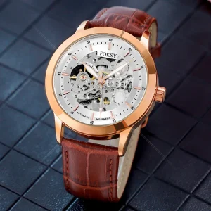 Leather Wristwatch High Quality Men’s Mechanical Automatic Watch with Custom Logo