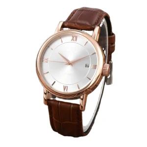 Leisure Business Calendar Large Dial Leather Hollow Out Couple Automatic Men’s Mechanical Watch