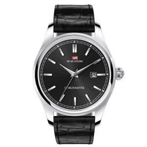 Leisure Business Trendy Calendar Waterproof Stainless Steel Leather Quartz Movement Men’s Watch