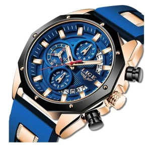 Lige 8908 Luxury Designer Man Quartz Watches Silicone Band Chronograph Waterproof Business Fashion Casual Watch for Men