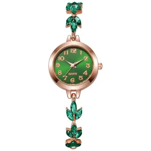 Light Luxury Business Fashion Ladies Stainless Steel Gold Elegant Flower Shaped Jewelry Bracelet Quartz Watch