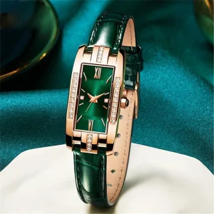 Light Luxury Diamond Student Small Green Watch Niche Women’s Watch Simple Fashionable Quartz Watch