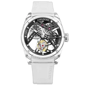 Limited Edition Ice Never Melts Free sprung Crystal Tourbillon Watch Luxury Manual Mechanical Watch