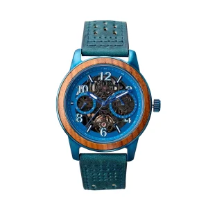 Limited Edition Luxury Leather Strap Magnetic Clasp Men’s Mechanical Wood Watch Hangzhou Pointer Auto Date 22mm