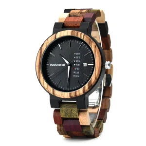 Lover’s Wood Watch Couple Style Unisex Reloj Calendar Week Display OEM ODM Custom Brand logo Quartz Watch