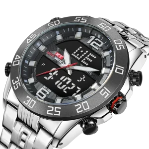 Low MOQ Fashion Analog Digital LCD Back Light Luminous Dual Time Sport Men Wristwatches