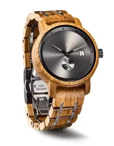 Low MOQ Natural Fashion Quartz Wooden Watch Popular Men Wood Watch with Date Function and Support Custom Private Label