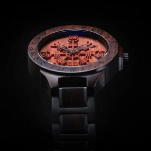 Low MOQ Norse Runes Helm of Awe Japan Movt Quartz Watches Viking Wooden Watch