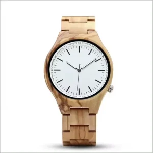 Luminous Analog Wooden Wrist Watches, Olive Wood Watch for Man