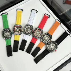 Luxurious Customization Sleek Skeleton Quartz Watch Bright Nylon Band Sport Wristwatch
