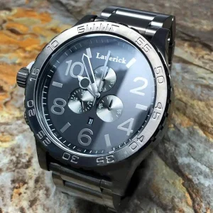 Luxury 51mm Multifunctional Arabic Numeral Dial Stainless Steel Waterproof Men’s Quartz Watch