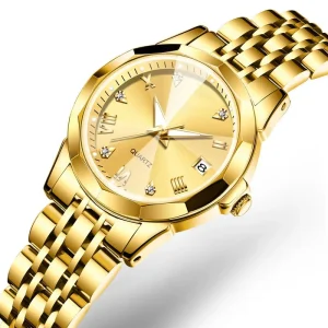 Luxury 9931 Women’s Quartz Watch Stainless Steel Strap Waterproof Luminous Business Leather