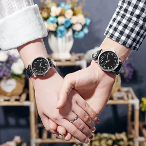 Luxury Analog Watches for Couple Casual Leather Wristwatches