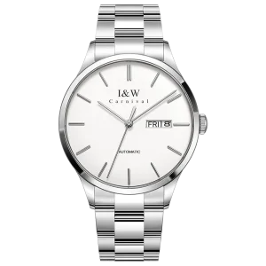 Luxury Automatic Mechanical Men’s Watch Seiko Movement Sapphire Crystal Double Calendar Stainless Steel Band 50