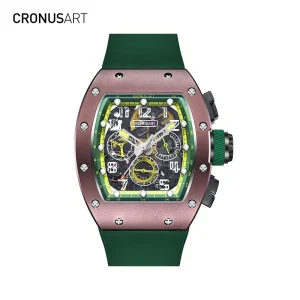Luxury Automatic Mechanical Watch For Men With Transparent Movement And Rubber Strap