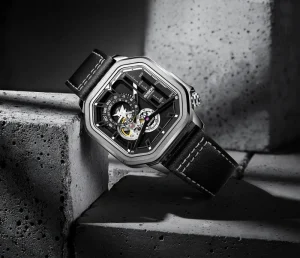 Luxury Automatic Mechanical Watches Square Japan Movement Sapphire Stainless Steel Chronograph Skeleton Business Leather