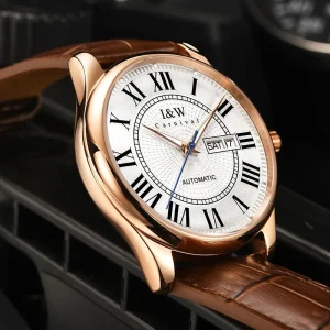 Luxury Automatic Men’s Watch White Dial Roman Numerals Stainless Steel Case 26mm Business Mechanical Watch