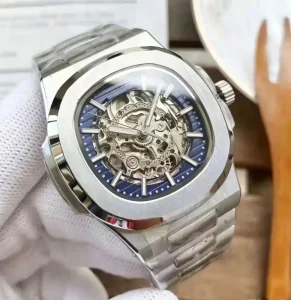 Luxury Automatic Skeleton Watch Men Modern Classic Stainless Steel High Quality Mechanical Movement Power Reserve Analog