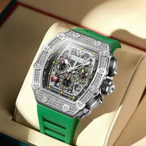 Luxury Automatic Tourbillon Chronograph Mechanical Watch Men Stainless Steel Case High Quality 44mm