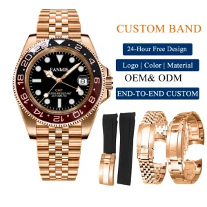 Luxury Automatic Watch for Men Waterproof Mechanical Wrist Watch Custom Logo Stainless Steel GMT NH34 Movement