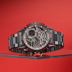 Luxury Black PVD Skeleton Dial Mechanical Watch for Men Stainless Steel Blue Nightlight Automatic Watch LMQ