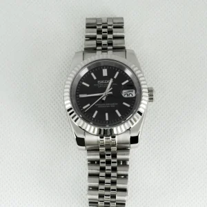 Luxury Business Black Roman NH35 Movement 5ATM Waterproof Men’s Automatic Mechanical Watch