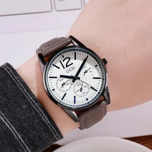 Luxury Business Casual Quartz Watch Chronograph Men’s Wristwatch Vintage Leather Strap Fashion Waterproof Timepiece