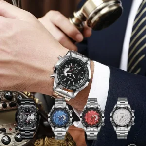 Luxury Business Casual Quartz Wrist Watches for Men Stainless Steel Case with Glass Dial Window Alloy Display Pointer