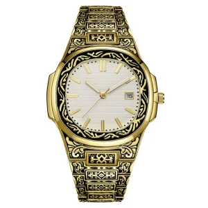 Luxury Business Casual Sports Watch Stainless Steel Square Case with Alloy Strap Quartz Movement
