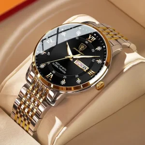 Luxury Business Casual Watches for Men Luminous Waterproof Stainless Steel POEDAGAR 836 Quartz Watch