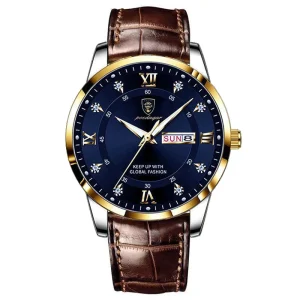 Luxury Business Casual Waterproof Luminous Date Leather Wrist Watch for Men Fashion Quartz Watch Top Quality