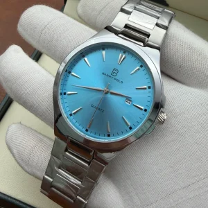 Luxury Business Quartz Men’s Quartz Watch Black Stainless Steel Male Fashion Gift 41mm Dial 22mm Band Width Pointer Display