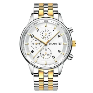 Luxury Business Quartz Watch Stainless Steel Chronograph Complete Calendar Waterproof Business Wristwatch