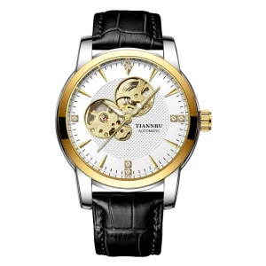 Luxury Business Sport Automatic Chronograph Watch Men’s Stainless Steel Sapphire Crystal Black Dial Mint Green Accents Day Date