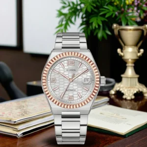Luxury Business Style Automatic Watch Sapphire Mirror Stainless Steel Case Luminous 5ATM Water Resistance