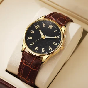 Luxury Business style Quartz Watch with Sapphire Crystal Alloy Case Luminous Acrylic Strap Power Reserve for Men