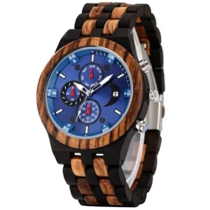 Luxury Chronograph Quartz Date Men Wood Watches Luminous Sports Wooden Watch for Men