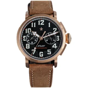 Luxury Cusn8 Bronze ST1901 Movement Pilot Vintage Chronograph Hand Mechanical Watch for Men