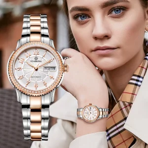 Luxury Custom Business Casual Waterproof Stainless Steel Case Single Calendar Automatic Women’s Mechanical Watch