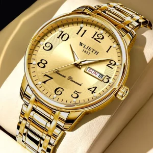 Luxury Custom Logo Business Men’s Watch Waterproof Quartz Watch Steel Strap Calendar Watch for Men