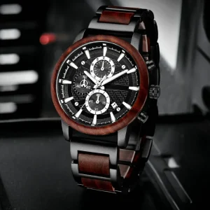 Luxury Custom Logo Men Wood Watch Men Wooden Quartz Watch