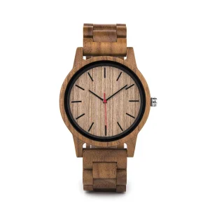 Luxury Custom Logo Miyota Quartz Movement Black Walnut Wooden Watch for Man