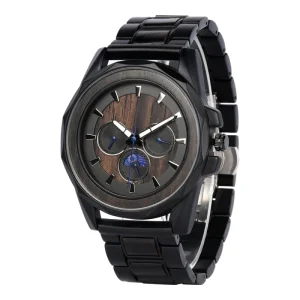 Luxury Custom Private Label Sandalwood Walnut Teak Unisex Wooden Watches Ebony Wood Engraving Logo Watch