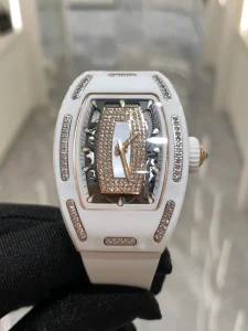 Luxury Custom White Ceramic Automatic Mechanical Watch Pointer Dial Diamonds Unisex Business