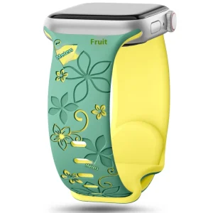 Luxury Design for Apple Watch Strap 45mm DIY for IWatch Silicone Strap with Flower Laser Engraving
