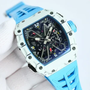 Luxury Designer Watch Black Carbon Fiber Skeleton Dial Butterfly Rotor Automatic Watch for Men